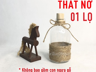 Chai thủy tinh quấn dây thừng dáng bom nút bần cao 13cm [3 kiểu chọn - Kèm nút] CHAILO-HM-01